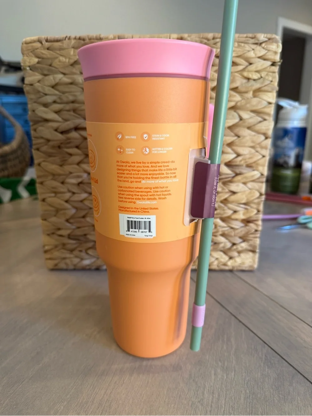 Owala Insulated Orange & Pink Travel Mug with Handle
